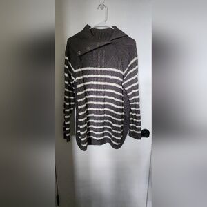 Croft & Barrow Brown Striped Cowl Neck Sweater